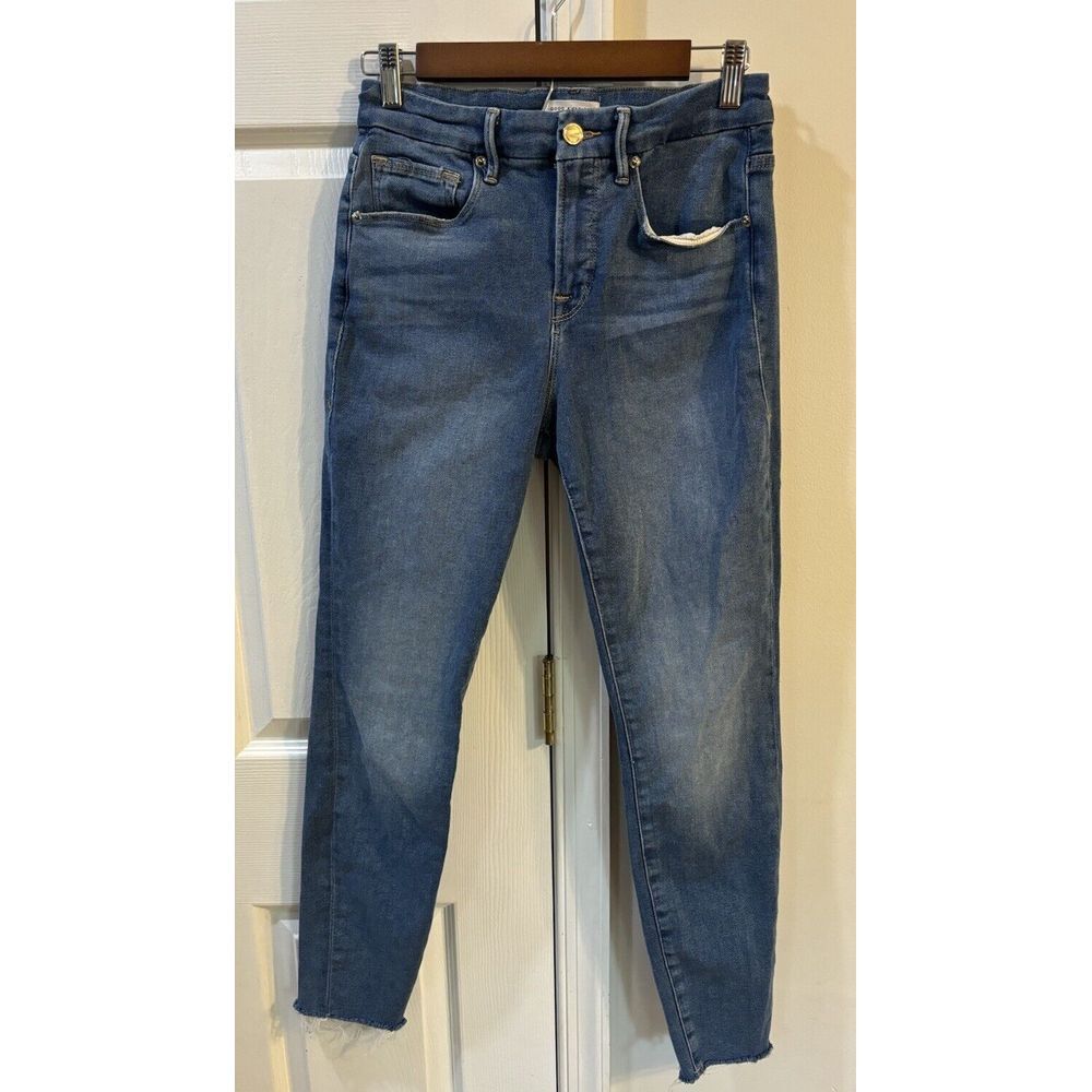 Good American Jeans Women's Sz 1/2‎ Skinny Fit Raw Hem *Read*